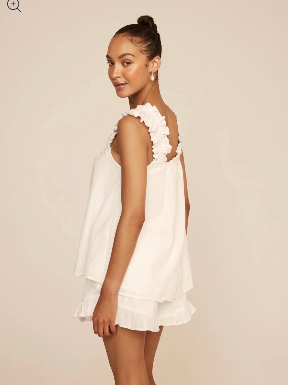 NEW Piyama Nicolette White Ruffle Strap Top XS white washed cotton - Picture 4 of 9